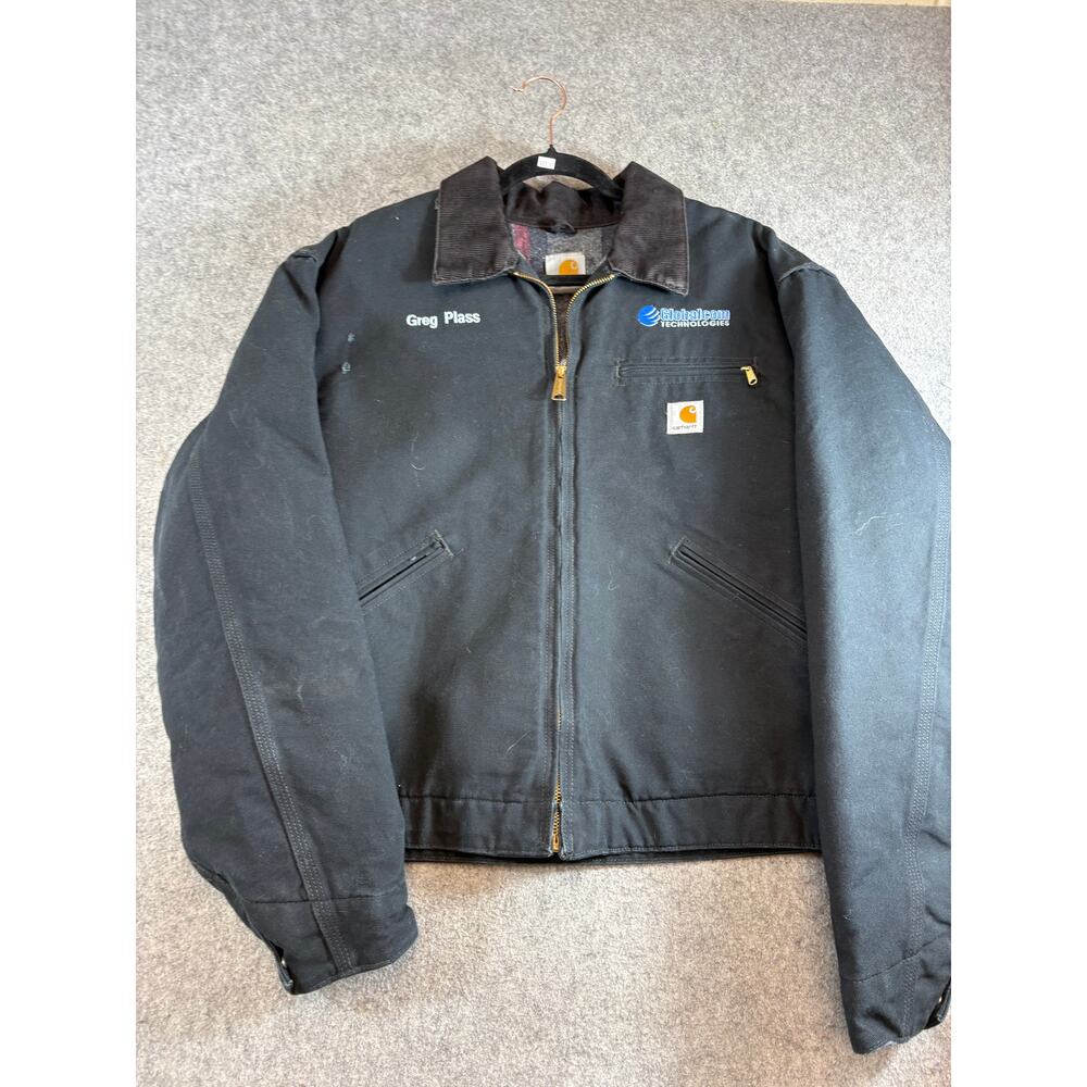 VINTAGE 90s Carhartt Mens Detroit Jacket J01 Black Blanket Lined Workwear XL